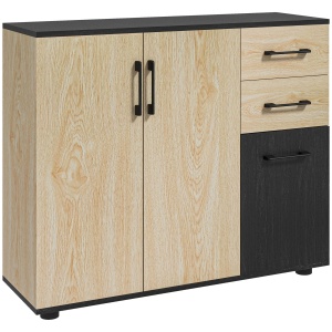 Bufet modern dulapuri sertare bufet de bucatarie cu raft reglabil nuc si negru pentru sufragerie camera de zi dormitor - Img 1