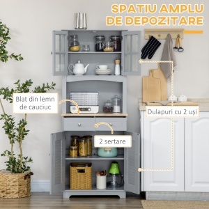 Bufet pentru Bucatarie, Mobilier din MDF, Dulap de Bucatarie in Stil Clasic, Gri, 68x39.5x170 cm - Img 4