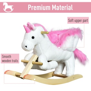 Cal tip Balansoar Unicorn cu Musica din Metal si Lemn 65x32x55cm - Img 6