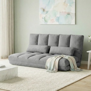 Canapea de Podea, Pliabila 130 cm, Perfect pentru Familie, Gri - Img 2