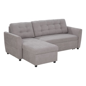 Canapea Extensibila pe Colt 3 locuri cu Sezlong Compartiment din Material Textil - Img 1
