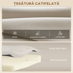 Canapea Pat de 2 Locuri cu Spătar Reglabil pe 5 Nivele și 2 Perne din Material Capitonat, 102x73x81 cm, Negru - Img 6