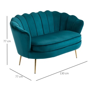 Canapea Vintage 2 Locuri – Catifea Verde, Stil Industrial Chic - Img 3