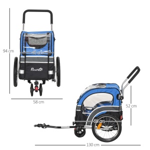 carucior caini, prindere bicicleta,130x58x94cm, albastru - Img 3