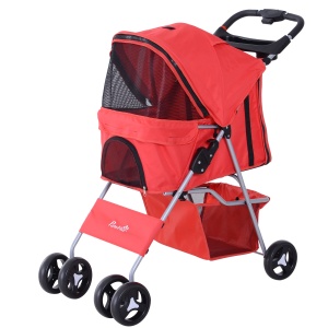 Carucior pentru Animale de Companie Pliabila, Rosu, 75 x 46 x 94 cm - Img 1