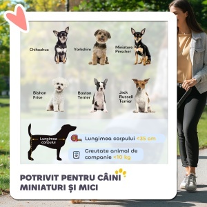 Cărucior pentru Câini Pliabil și Convertibil în Geantă de Transport cu 2 Lese și Pernă, 82x49.5x98 cm, Roșu - Img 4