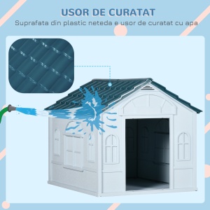 Casa din plastic pentru caini de talie mare, cu protectie pentru orice vreme, albastru, 65 x 75.7 x 63 cm; - Img 5