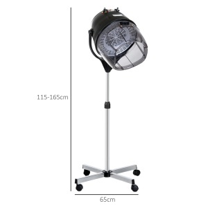 Cască de Uscat Părul cu Înălțime Reglabilă, Cască pentru Păr cu Timer și Roți Pivotante, 65x65x115-165 cm, Negru - Img 3