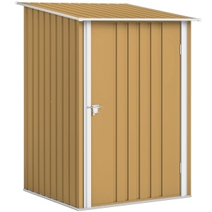 Căsuță de Grădină 0.92m² din Oțel Galvanizat, Depozit pentru Unelte cu Ușă Blocabilă, Acoperiș Înclinat, 100x104x160 cm, Galben - Img 1