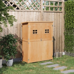 Casuta pentru gradina din lemn de brad, cu rafturi 127.5x50x164 - Img 2