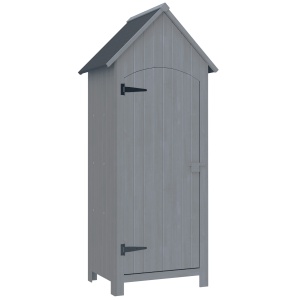 Căsuță pentru Unelte din Lemn cu 3 Rafturi cu Acoperiș Impermeabil din Bitum, 77.5x54.2x179.5 cm, Gri - Img 1