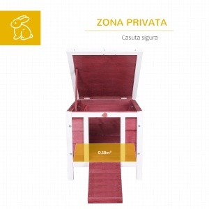Colivă Lemn Exterior pentru Rozătoare, Acoperiș și Rampa Reglabilă, 42x51x43cm, Roșu - Img 4