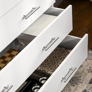 Comoda Alba 112×38,2×81 cm – 4 Sertare cu Detalii Metalice - Img 8
