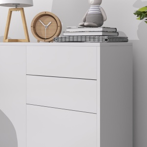 Comoda cu 2 dulapuri si 2 sertare, 79x36x74cm, alb lucios - Img 8
