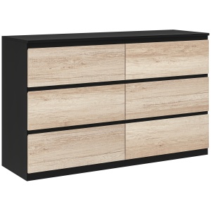 Comodă cu 6 Sertare și Picioare Antiderapante din Lemn, 120x39x75 cm, Negru - Img 1