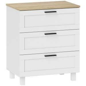 Comodă Modernă cu 3 Sertare 60x38x71 cm Albă și Culoare Lemn