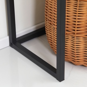 Consola pentru hol cu sertar, masa consola din lemn cu picioare din otel, 80x30x76cm, maro si negru - Img 9