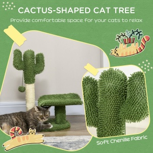 Copac in Forma de Cactus pentru Pisici de Interior Turn pentru Pisici cu Stalpi de Zgariat Pat pentru Pisici Minge de Jucarie Verde accesorii animale feline sala de gimnastica pisoi lounge mobila sufragerie - Img 4