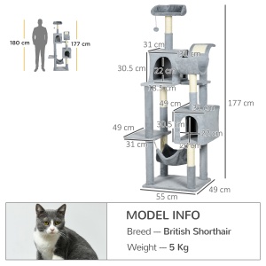 Copac Pisici 177 cm – Turn Catarat Multi-Nivel pentru Interior - Img 3