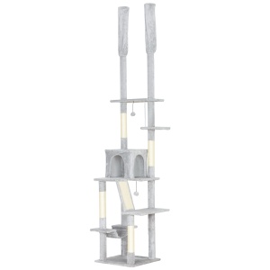 Copac zgârietoare de tavan cu înălțime ajustabilă 225-255cm Gri deschis - Img 1
