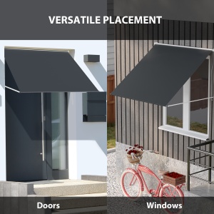 Copertină cu Braț Pliabil, cu Deschidere Manuală, Copertină Basculantă cu Protecție UV30+, 150x120 cm, Gri Închis - Img 6