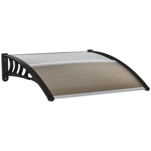 Copertina de Exterior din Policarbonat pentru Usi si Ferestre cu Kit de Montare 100x100x26cm - Maro - Img 1