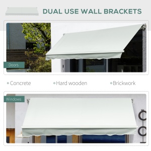 Copertina pentru soare cu brate si actionare manuala, din aluminiu si poliester pentru exterior, 295x200 cm, alb crem - Img 6