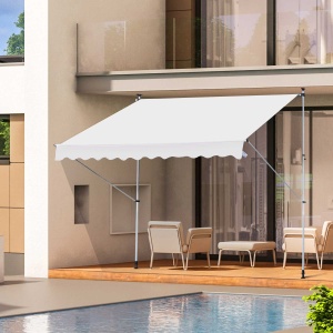 Copertina pentru soare pentru exterior tip rulou cu manivela, inaltime si unghi reglabil, 200x150cm, alb - Img 2