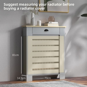 Copertură pentru Calorifer din MDF cu Sertar, 78x19x95.5 cm, Gri - Img 7