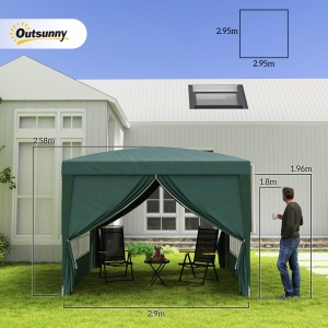Cort impermeabil 3x3 m pentru gradina, din Oxford, Verde - Img 3
