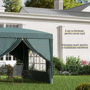 Cort impermeabil 3x3 m pentru gradina, din Oxford, Verde - Img 7