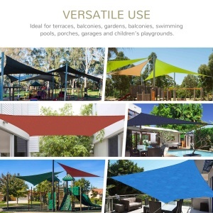 Cort Parasolar Dreptunghiular pentru Exterior cu Protecție UV Respirabil cu Frânghii de Fixare, 3x4 m, Bej - Img 8