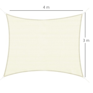 Cort Parasolar Pătrat din HDPE, Crem, 3x4m - Img 3