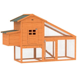 Cote de Gradina pentru 1-2 Gaini cu Zona pentru Cuibarit, Casuta si Spatiu Deschis, 179x67x115 cm, Portocaliu