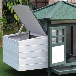 cotet de gaini, lemn 196x76x97cm, alb/verde - Img 8