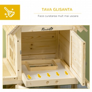 Cotet din molid cu tava detasabila, 3 usi si zona exterioara, 151,5x106x97 cm, culoare lemn - Img 6