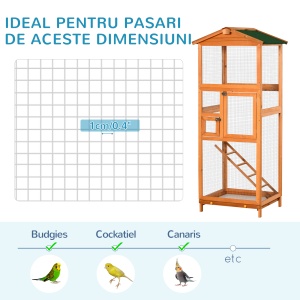 Cotet pentru Păsări Exterior din Lemn cu 2 Uși și Tava Extensibilă 68×63×165 cm - Img 6