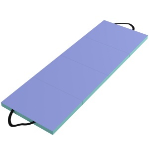 Covor de Fitness Pliabil și Imbottito cu 2 Mânere Verde și Violet