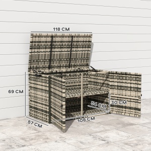 Cufăr de Exterior de 350L cu 2 Niveluri, Pistoane cu Gaz și Cadru din Oțel, 118x57x69 cm, Gri - Img 3