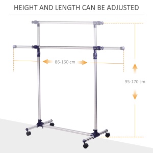 Cuier Reglabil cu Roti – Inox 160×170 cm, Mobil & Robust - Img 5