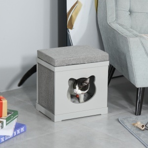 culcus din lemn pentru pisici 41x30x36 cm gri - Img 2