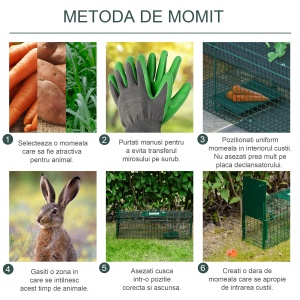 Cusca Capcana pentru Animale cu o Singura Usa, 60x18x20cm, Verde - Img 5