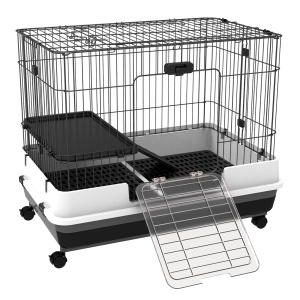 Cusca Hamsteri/Iepuri – Metal Negru, 2 Usi, Spatioasa - Img 1