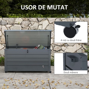 Cutie de depozitare 331 de litri pentru exterior cu roti - Img 4