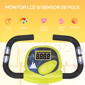 Cyclette Magnetica Pliabila, cu Inaltime si Intensitate Reglabile, Ecran LCD, Galbena - Img 4