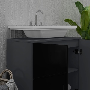 Dulap Baie 60×30×60 cm cu doua usi si polita reglabila - Negru - Img 8