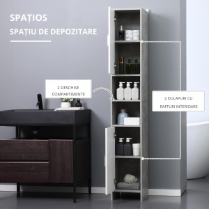 Dulap Baie Coloana – 30×30×180 cm, Lemn Efect Ciment - Img 4