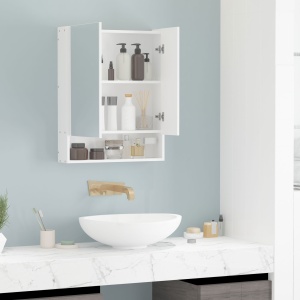 Dulap cu oglinda dreptunghiulara din MDF si Sticla, 60x15x75cm, Alb - Img 9