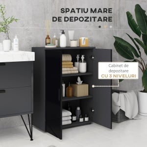 Dulap de baie din lemn usi dulap de baie cu inchidere amortizata rafturi depozitare laterala toaleta acasa birou hol prosop manere dus colt baza inalta vopsit rezistent la apa - Img 4