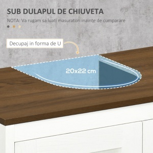 Dulap de Baie pentru Chiuvetă cu Raft Reglabil și Uși Duble, 60x30x60 cm, Alb - Img 4
